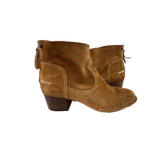 UGG Bandara Tan Suede Ankle Boot 9.5 Cowgirl Western Rodeo Boho Chic Countrycore - Picture 2 of 16
